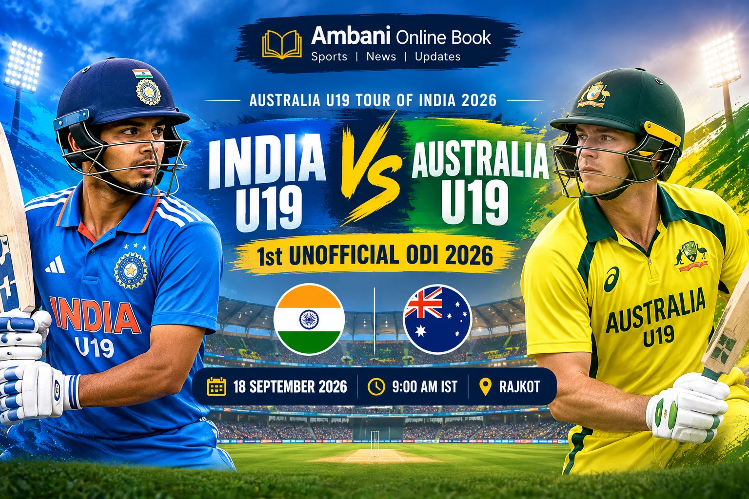 India U19 vs Australia U19 1st Unofficial ODI 2026